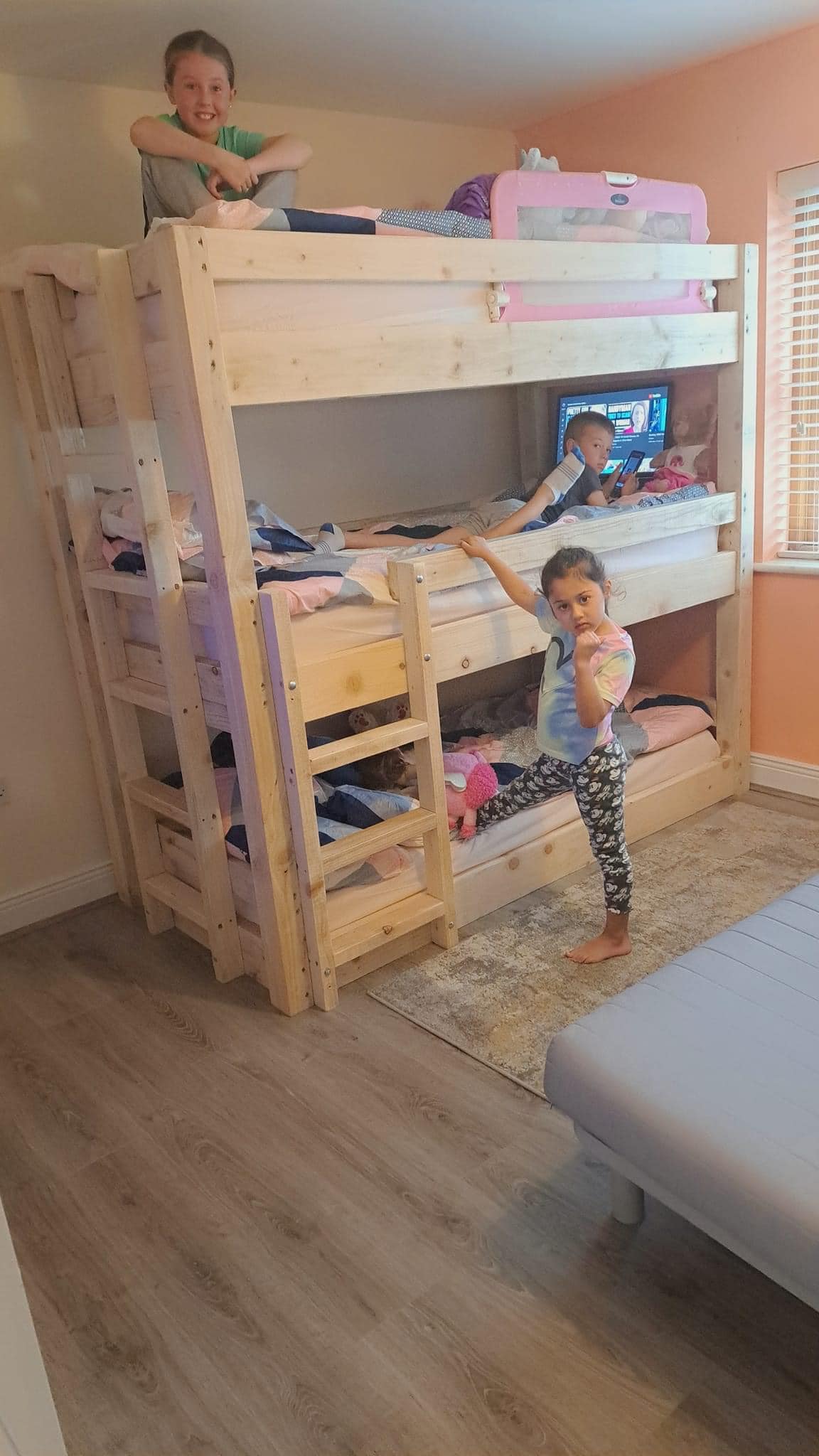 Contemporary Space Saving Handmade Triple Bunk Bed