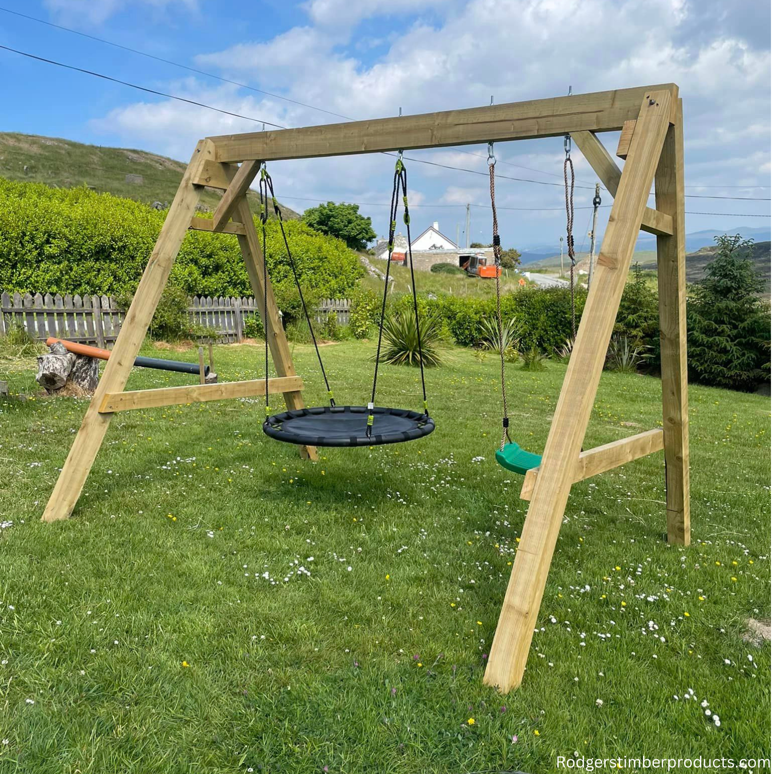 Double Swing Delight: Kids' Swing And Nest Swings – Rodgers Timber