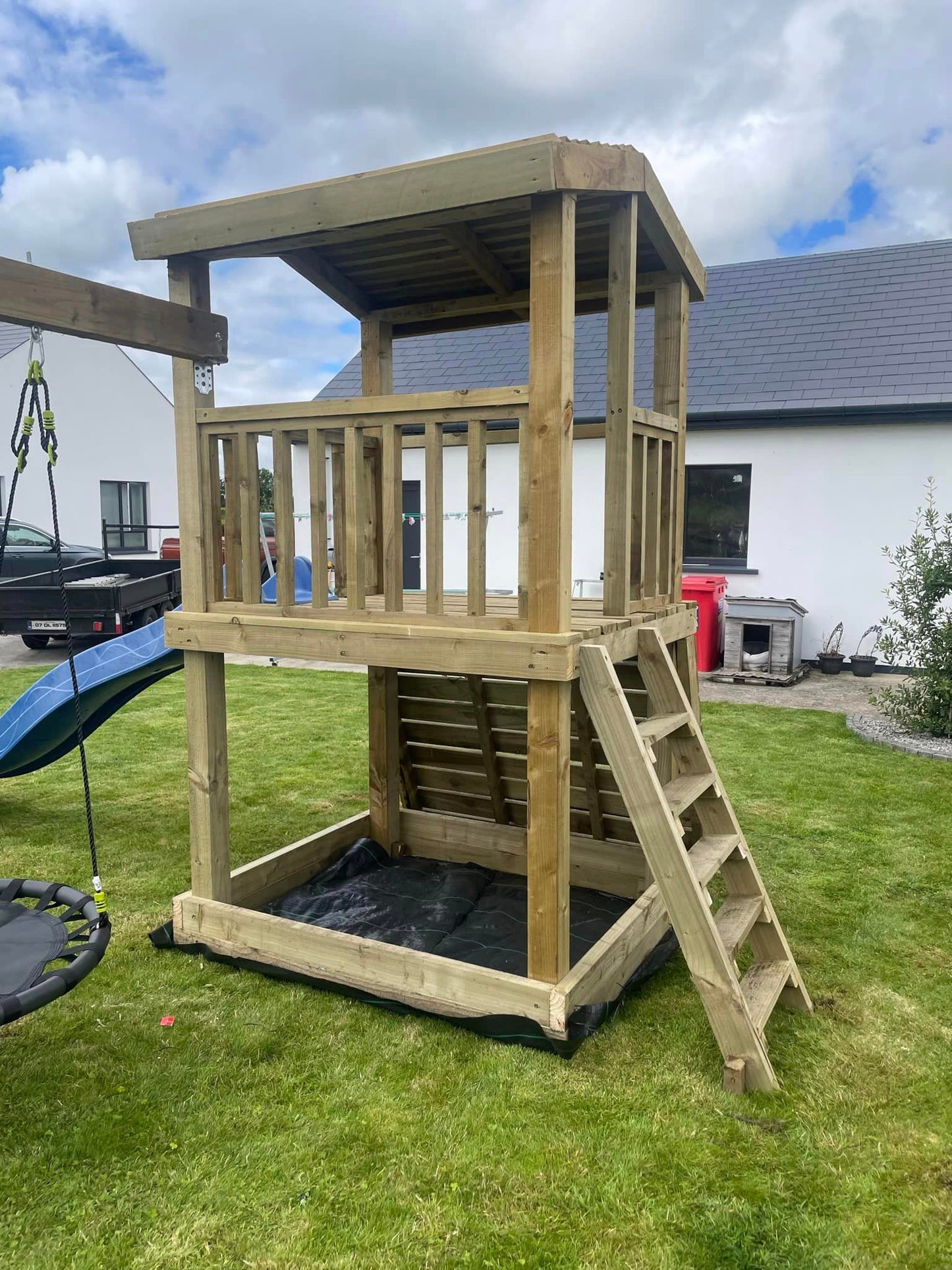 Thrilling Outdoor Escape: Swing Set with Slide, Nest Swing, and Exciting Additions