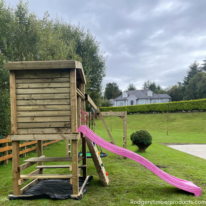 Multi-Play Tower: Swings, Picnic Table, and Monkey Bars Combo