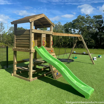 Climb, Slide & Swing: Tower Playset with Picnic Table