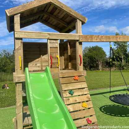 Climb, Slide & Swing: Tower Playset with Picnic Table