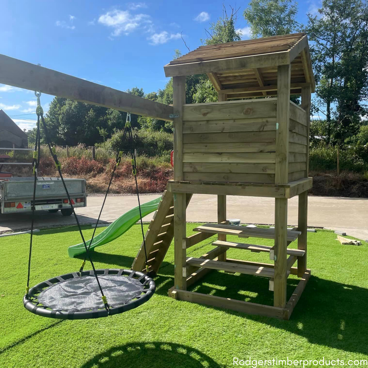 Climb, Slide & Swing: Tower Playset with Picnic Table