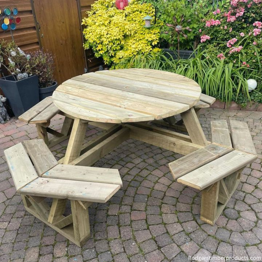 Modern Round 8 seater Picnic Table