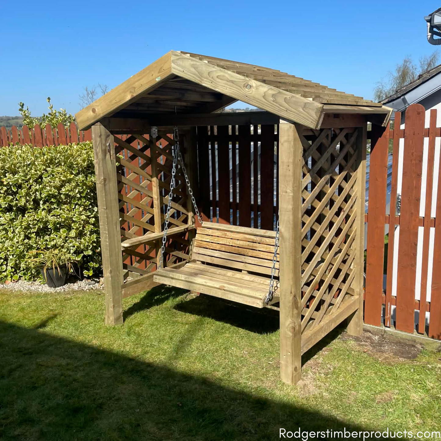 Modern Swing Seat with Trellis Sides & Roof