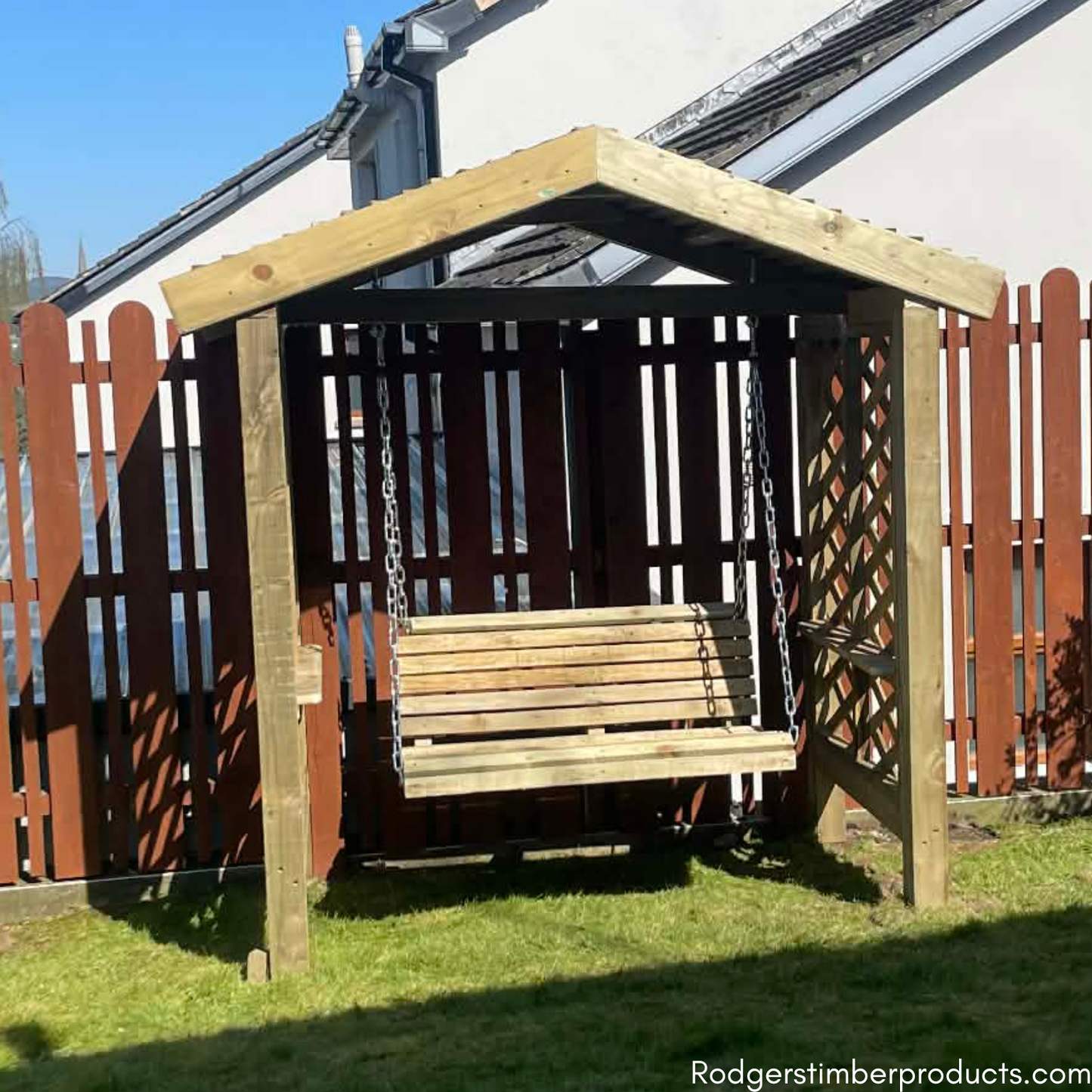 Modern Swing Seat with Trellis Sides & Roof