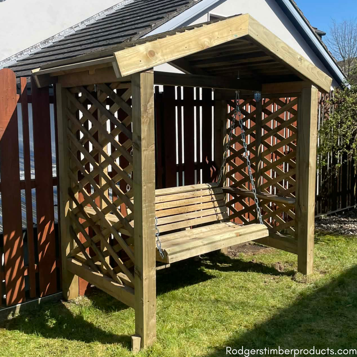 Modern Swing Seat with Trellis Sides & Roof