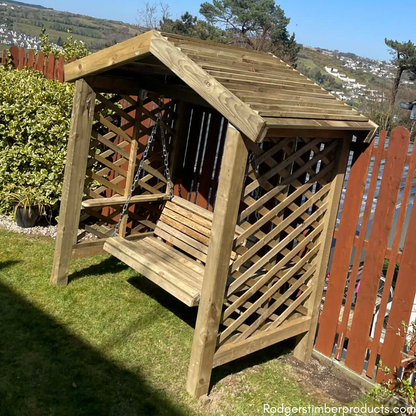 Modern Swing Seat with Trellis Sides & Roof